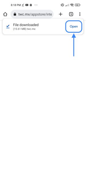 3. Una vez descargada la app, toca el botón "Abrir"