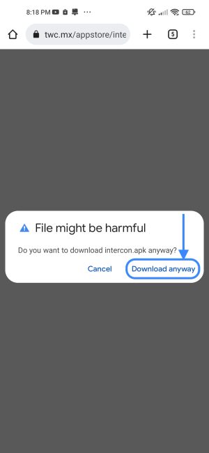 2. Si te aparece un mensaje de advertencia, toca sobre "Descargar de todas formas"